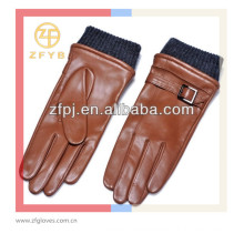 Men reddish brown XXL reddish brown hand gloves with leather belt